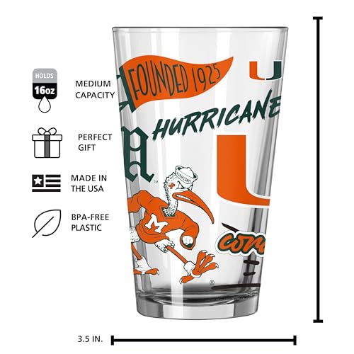Image of Logo Brands NCAA 16 oz Pint Glass - Durable Glass With Bold Team Color- Chip-Resistant Rim Drinkware For Fans, Tailgates, Home Bars & Everyday Use