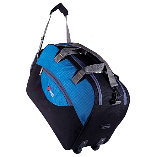 Image of Perfect Star 65L Duffle Bag for Travelling | Lightweight Polyester Trolley Bag with Wheels | Hand Carry Travel Bag for Men and Women | Weekend Trip Luggage Bag (Black Teal)
