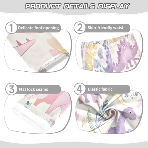 Bolaz Toddler Girls Leggings Printed Yoga Pants Leggings Pink Purple Dinosaur for Kids3