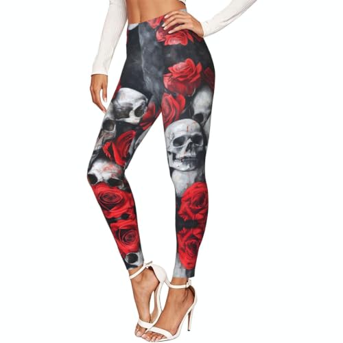 Leggings para mujer con estampado de calavera, pantalones de entrenamiento suaves