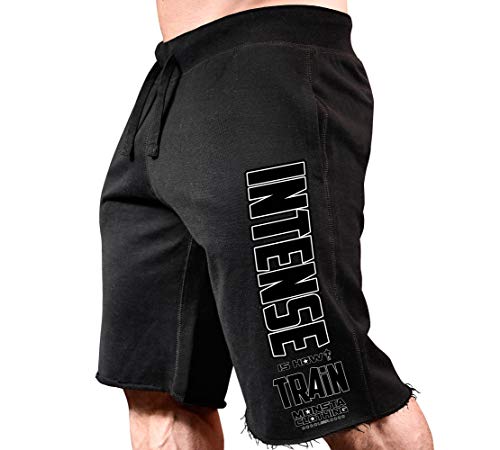 Monsta Clothing Co. Men Workout (IntenseIsHowITrain) Sweat Shorts (G:BK-A:BK/WT)
