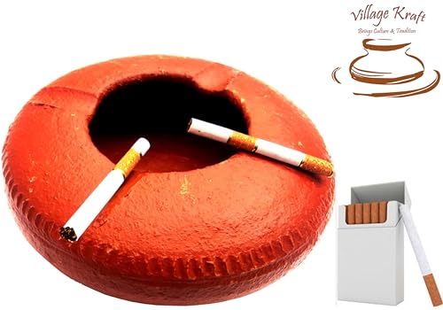 Image of Handcrafted Classic Earthen /Terracotta Creative Tabletop /Desktop Ornament Ash Tray /Ash Holder For Cigarette /Cigar Smoking For Home /Car /Balcony /Office /Bar For Gift Occasions (4)
