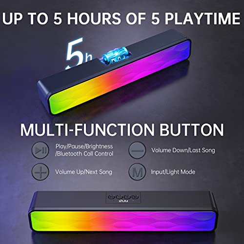 Uhuru Computer Gaming Speaker, Pc Sound Bar, 3.5Mm Aux-In Connection, With Cool Rgb Light, W/Switch, Volume Control Button, For Desktop, Laptops, Pc, Phones, Tablets #TOP5