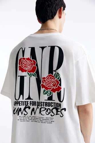 Image of GRECIILOOKS Men's Cotton Blend Oversized Fit T-Shirt Half Sleeve Oversized Round Neck Longline Drop Shoulder | Colorful Printed Men t-Shirt