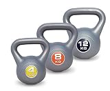 kettlebell set sports direct Pesas rusas Workout DVD UK Fitness Juego de Pesas Rusas de 4 kg-8kg-12kg Vinilo Pesas Rusas de Vinilo Set- Conjunto de 3 Kettelbells: Pesa Rusa Libre (Work out DVD
