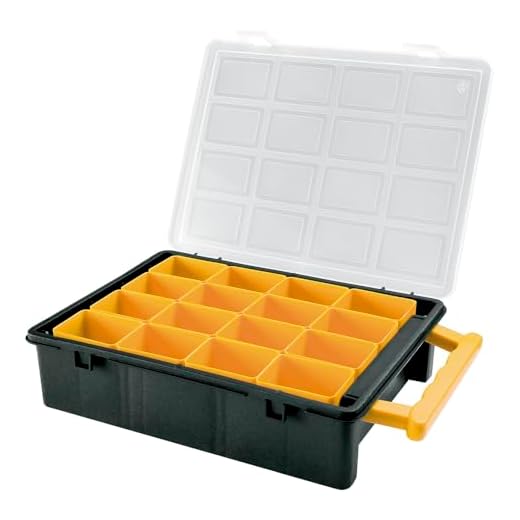 Art Plast ZA1588 Organizador de plástico con 16 cajas extraíbles L 242 x P 188 x H 60 mm, Negro/Amarillo, 24,2x18,8x6