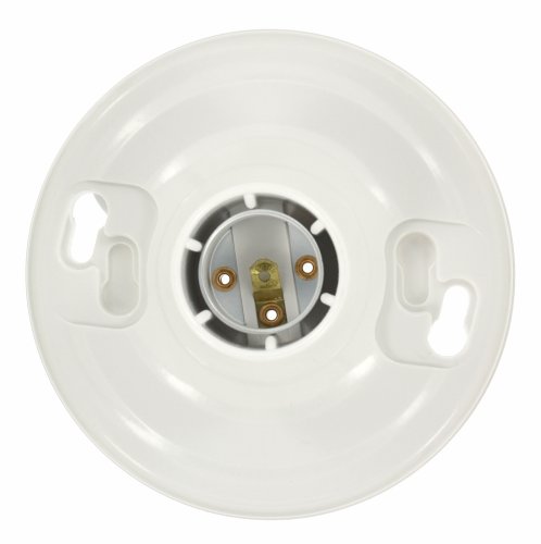 Leviton 8829-CW2 One-Piece Urea Outlet Box Mount, Incandescent Lampholder, White