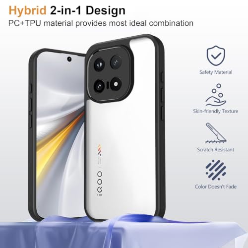 Image of VONZEE Clear Back Case Cover for IQOO 15 5G | Shockproof Design | Hard Back Cover Case for IQOO 15 5G (PC & TPU, Black)
