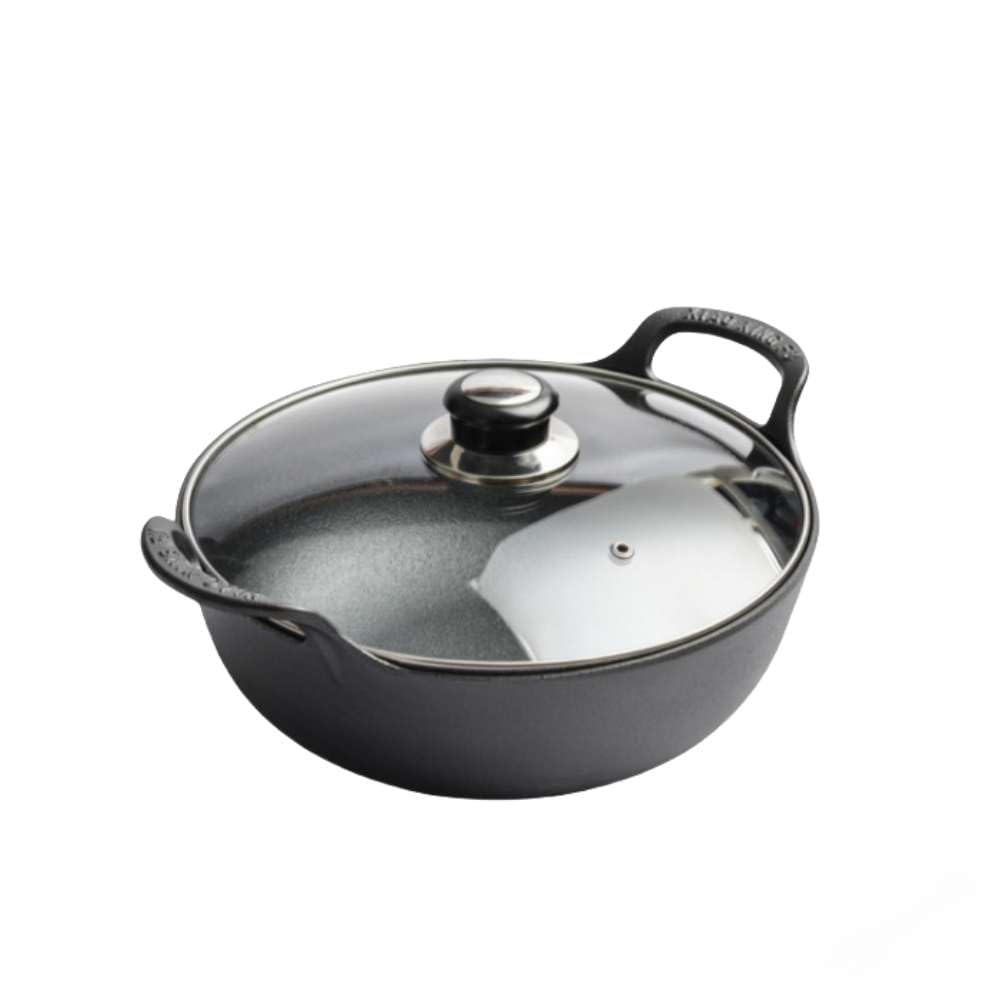 Amazon | カラー蓋付鍋、鉄スープ鍋、鉄鋳物、黒火丸鍋、鉄鍋、両手鍋