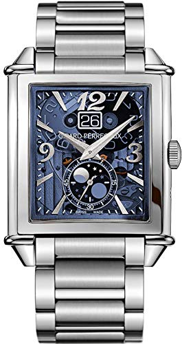 Girard Perregaux Vintage 1945 XXL Blue Skeleton Moonphase Mens Watch 25882-11-421