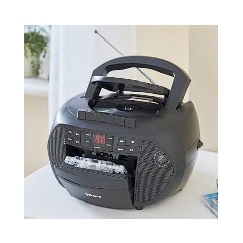 Groov-e Traditional Boombox with Cassette, CD & Radio Cover