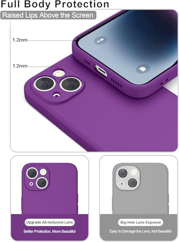 Image of DIZORO Microfiber Square Candy Case Compatible for iPhone 14 Plus, Shockproof Slim Back Cover Liquid Silicone Case (Grape)