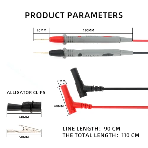 Image of DIANN Multimeter Test Leads Kit Banana Plug with Push On Alligator Clips Precision Sharp Probes 1000V 20A Digital Electrical Test Probes