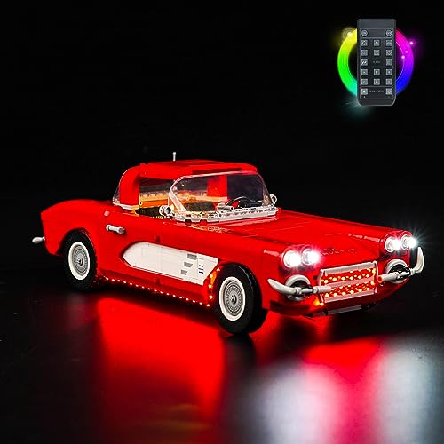 LocoLee LED Light Kit for Chevrolet Corvette 1961-10321, 2023 Upgraded Remote Control Lighting Set Accessories Compatible with 10321 Building Set (Lights Only, No Models)