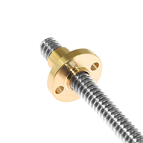 CHUANGNENG T8 Tr8x8 Lead Screw 500mm and Brass Nut Acme Thread, 2mm Pitch, 8mm Lead Stainless Steel Lead for 3D Printer Z Axis Lead Screw