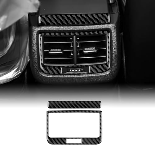 KUNGKIC Para Seat Leon MK3 2013-2020 Coche Trasero Salida de Aire Acondicionado Marco Pegatinas Aire Acondicionado Boquillas de Ventilación Trim Fibra de Carbono Accesorios Interior Regalo (Negro)