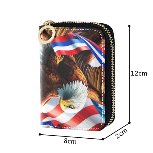 Zip Around Womens Wallet Credit Card Wallets RFID Blocking Small Mens Wallet with Coin Pocket USA Bald Eagle American3