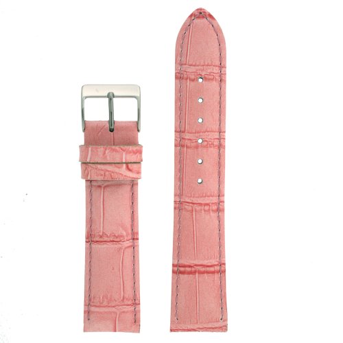 Watch Band Pink Genuine Leather Crocodile Grain 16 millimeter Tech Swiss