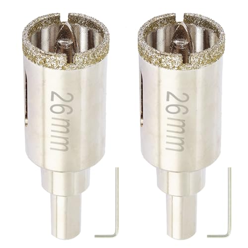 1 Inch Diamond Hole Saw with Pilot Bit, 2 PCS DaduoRi 1" Tile Hole Saw with Center Drill Bit for Marble, Granite, Ceramics, Porcelain Tiles, 1-3/8" Depth of Cut for Thick Countertops