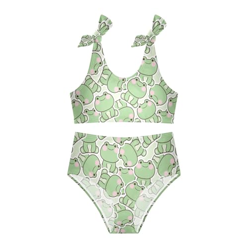 Image of Wusikd Pink Bows Girls Swimsuits Two Piece Hearts Ribbons Swimwear Bikini Set for for Girls Size 11-12T