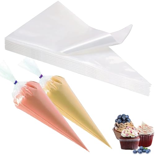 Luoqun88 Extra Large Piping Bags Piping Bags Disposable - 18inch 50 Pack Clear Disposable Icing Bags PE Tear-Proof Strong Icing Bags Thick Easy Piping Bag for DIY Cake & Cookies (45×24cm Clear)