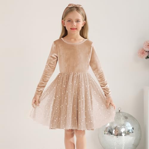 Weixinbuy Baby Girl Fall Winter Clothes Toddler Girls Velvet Twirl Dress Long Sleeve Party Dress for Baby Girls3