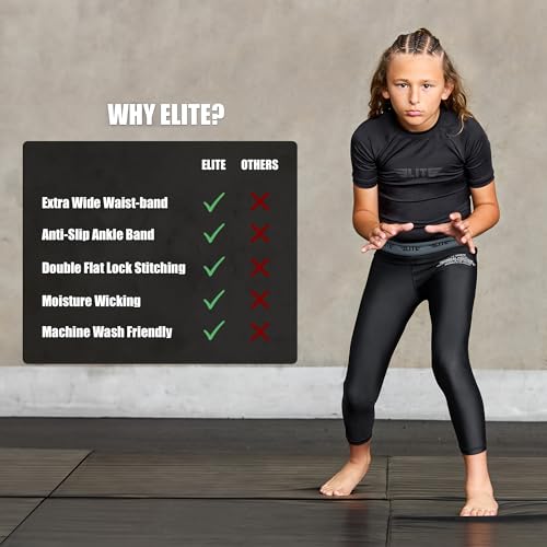 Elite Sports Youth Boys Kids Athletic Compression Pants Legging Spat Tight Base Layer BJJ Basketball Soccer Sports Training4