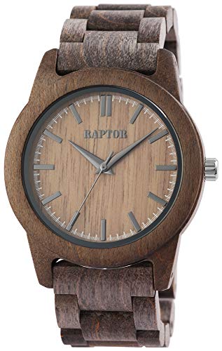 Raptor Herren-Uhr Holzuhr Natur Faltschließe Analog Quarz RA20323 (grau/Ahornholz)