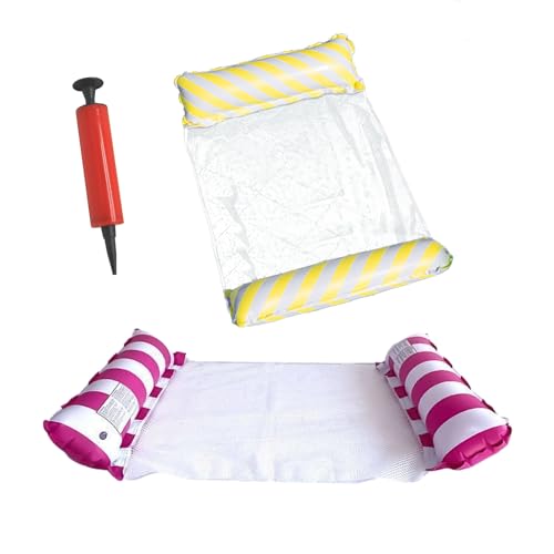 2 Stück Wasserhängematte Luftmatratze Pool CHUNLINLAODA Float Hängematte manuellen Luftpumpe Aufblasbare Wasserspielzeug...