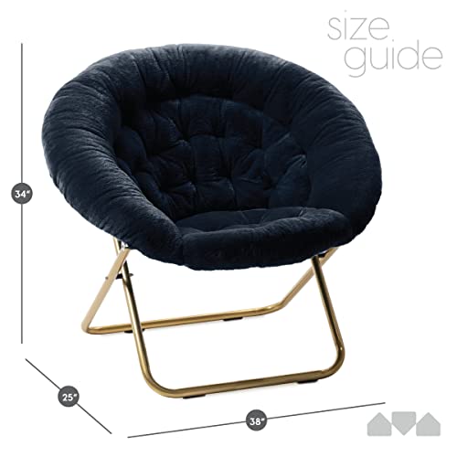 image for Milliard Saucer Chair For Adults, Teens & Kids, Navy Blue, Faux Fur XL
