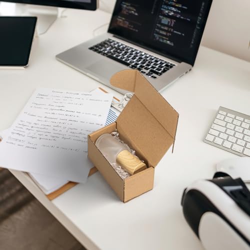 Image of RLAVBL 4.6x2.2x2.2 Small Shipping Boxes Set of 100, Brown Corrugated Cardboard Box, Mailer Box