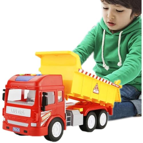 Image of Dumper Truck, Pull Back Vehicles for Kids, Friction Power Truck with Light & Sound, Toys for Boys (Multicolor)
