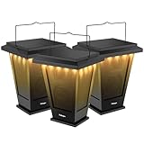 pohopa Bluetooth Speakers Waterproof, Solar Powered Outdoor Speakers, 3 Packs Surround Sound 30W Wireless Multiple Pairing with 20 Piece LED Lights, Richer Bass, Black