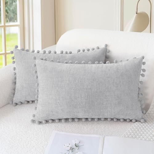 CaliTime Decorative Couch Throw Pillow Covers 20 X 12 Inches Moonbeam Gray