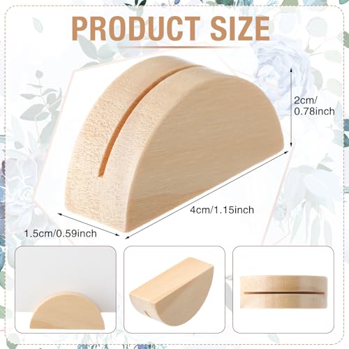48 pcs nature wood color number stands indoor lightweight wedding table name holder semicircular design place card holders office tag photo menu clips banquet birthday party restaurant