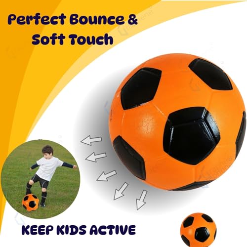 Image of GRAPHENE 8 Inch Football for Kids Toddlers Bouncy Rubber Soccer Ball for Boy Girl 3+ Year No Air Needed Playground Soft Jumping Bouncing Ball for Sports Indoor Outdoor Games Pack of 1