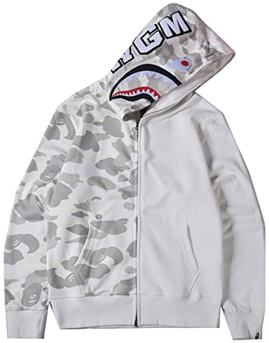 PADOLA Jungen Kapuzenpullover Bape Shark Hoodie 3D Camouflage Druck Shark...