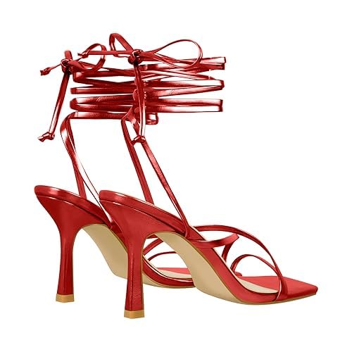 High Heel Sandals for Women Sexy Strappy Lace up Square Open Toe Heels High Heeled Sandals for Prom Party Daily Wear3