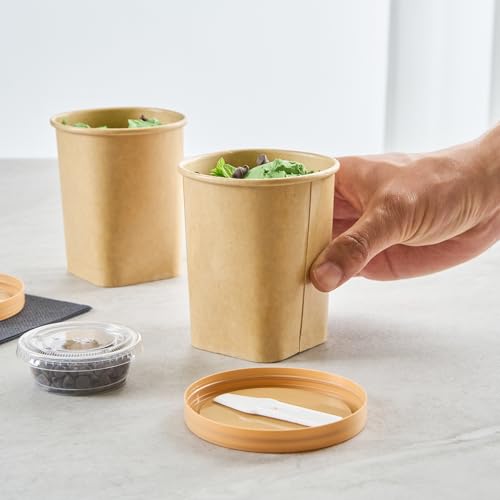 Image of Coppetta 13 Ounce Dessert Cups, 50 Greaseproof Ice Cream Cups - Lids Sold Separately, Square Bottom, Kraft Paper Yogurt Bowls, Disposable, For Sundaes, Mousse Or Puddings - Restaurantware