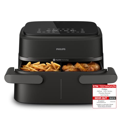 Philips Airfryer 1000 Series Flexible Basket - Heißluftfritteuse mit 7,1 L Fassungsvermögen, RapidAir-Technologie, 10 Kochfunktionen, 90% weniger...