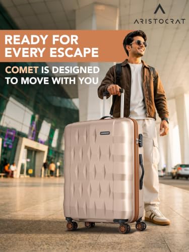 Image of Aristocrat Comet Set of 2 (Cabin+Medium) Hard Case Trolley Bags, Champagne