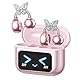 Clip On Schmuck Kopfhörer Open Ear Kopfhörer Kabellos Bluetooth 5.4 mit Intelligentem Touchscreen 4.1g Leichtgewicht Kopfhörer Sport, 60 Std Wireless Earbuds, M100 Schmetterling-Ohrring Rosa