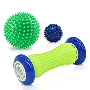 Fußmassageroller Set und 2er Igelball Set mit Noppen, Innovativer Massageball für eine wohltuende Fußmassage,einzigartige Kombination aus Igelball & Fußroller