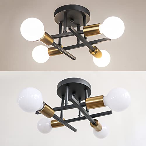 Modern Chandelier - 4 Light Industrial Vintage Style Ceiling Light for Bedroom, Kitchen, Dining Room, Loft, Office - Image 6
