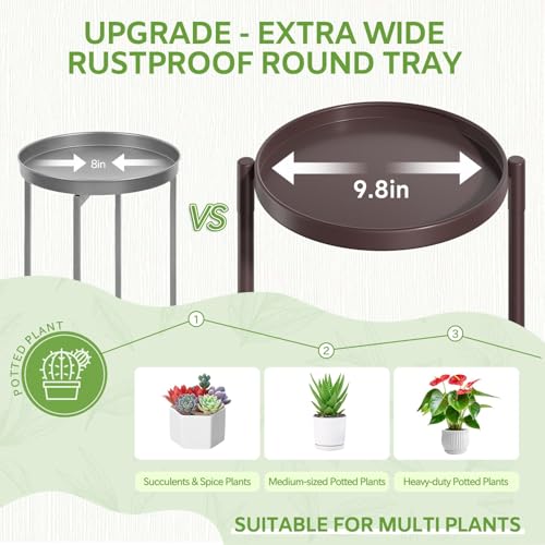 Image of iDavosic.ly 5 Tier Large Plant Stand Indoor, 10 Inch Wide Tall Corner Metal Plant Stands Outdoor for Multiple Plants, Folding Tiered Flower Display Holder Rack Shelf, Violet Bronze
