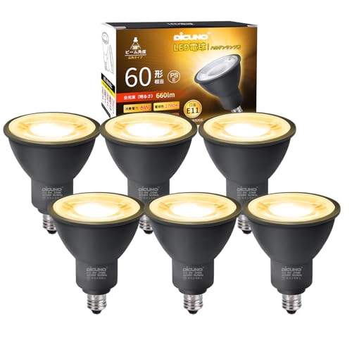 DiCUNO E11 LEDd X|bgCg dF 6W 60W` 2700K 660lm LEDX|bgCg Ή Lp^Cv AC100V 񒲌 PSEF؍ς 6 ubN