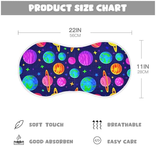 Rainbow Space Pattern Muslin Baby Burp Cloths - Super Absorbent and Soft Burping Rags - Cotton Burp Clothes Set for Boys and Girls, 1 Pack2