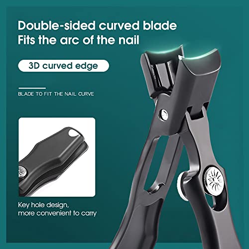 Image of MAYCREATE Nail Cutter For Men Stainless Steel Nail Clippers with Leather Cover Toenail Clippers Wide-Opening Sharp Jaws for Thick Nails,Professional Trimmer