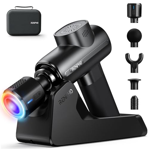 RENPHO Massage Gun Deep Tissue with Charging Stand, Heat and Cold Head, 3200 RPM Muscle Massage Gun with Type-C, for Home Office Workout Full Body Mus