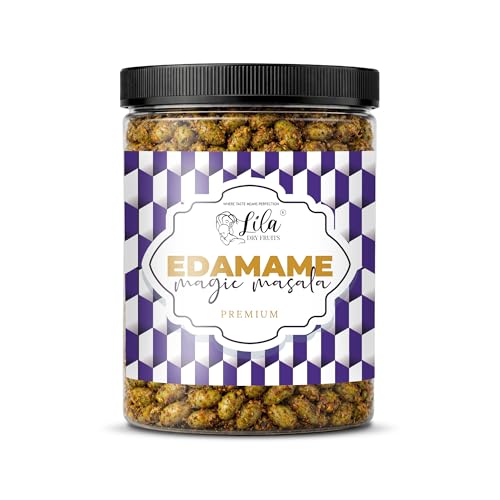 Image of LILA DRY FRUITS Edamame Beans Combo Pack 100 g x 3 Indian Tadka, Magic Masala & Roasted Salted | Crunchy Roasted Edma Beans Protein Snack | Healthy Namkeen Alternative Perfect for Gifting (300 gms)